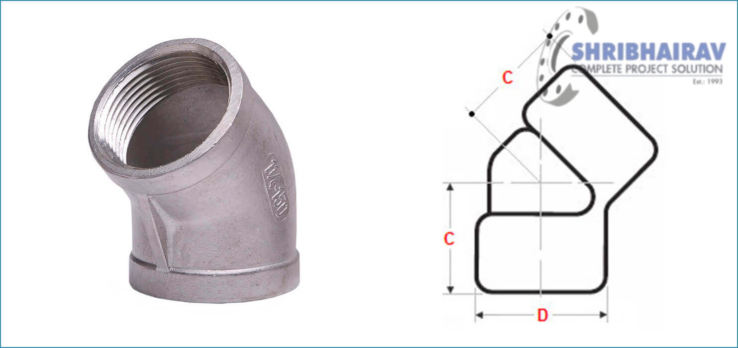ASME B16.11 Threaded / Screwed 45 Deg Elbow
